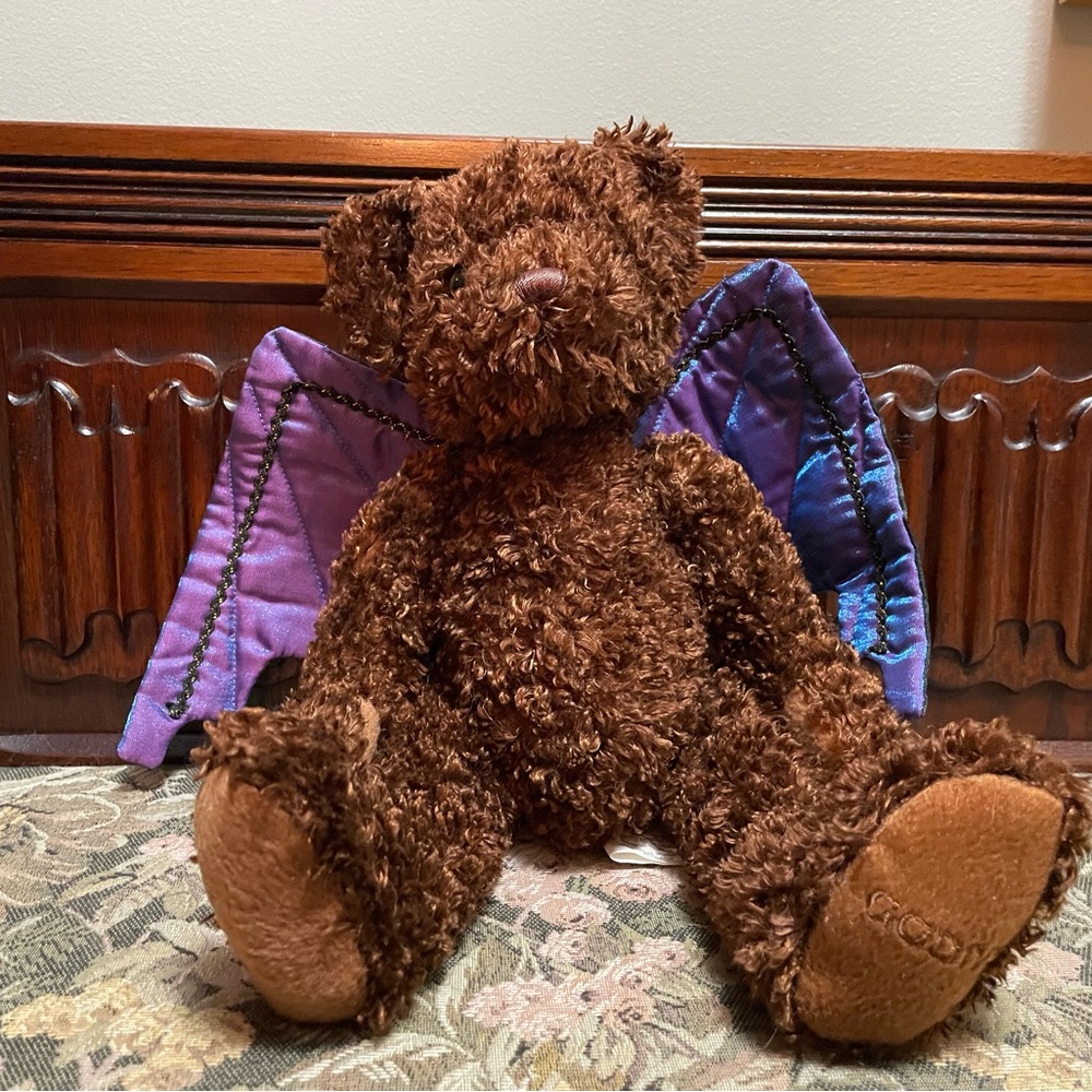 Godiva Brown Teddy Bear with Purple Wings